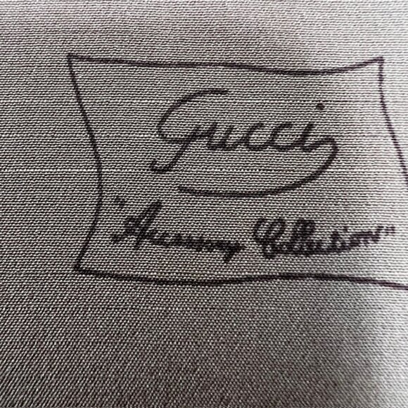 VGT  GUCCI Collection Scarf 00% Silk Satin 48"x  10 " Brown  Olive HandRoll (35) - Picture 5 of 12